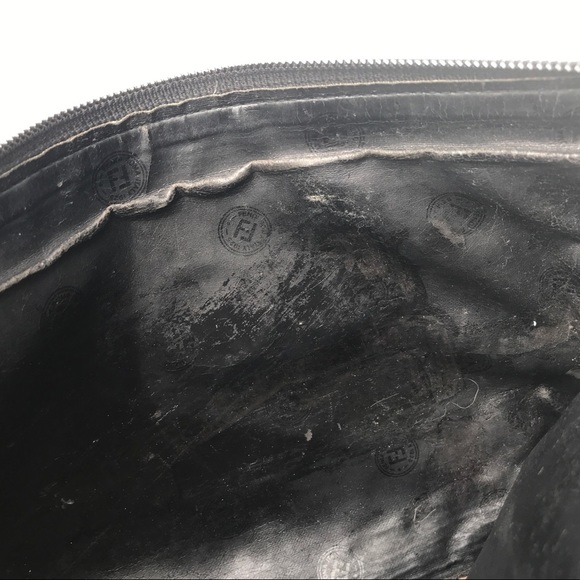 FENDI vintage black clutch Bag zip envelope sleeve - Picture 6 of 7